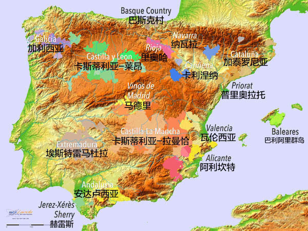 这些地理条件,赋予西班牙的变化多样的气候,遍布各个角落的产区涵盖